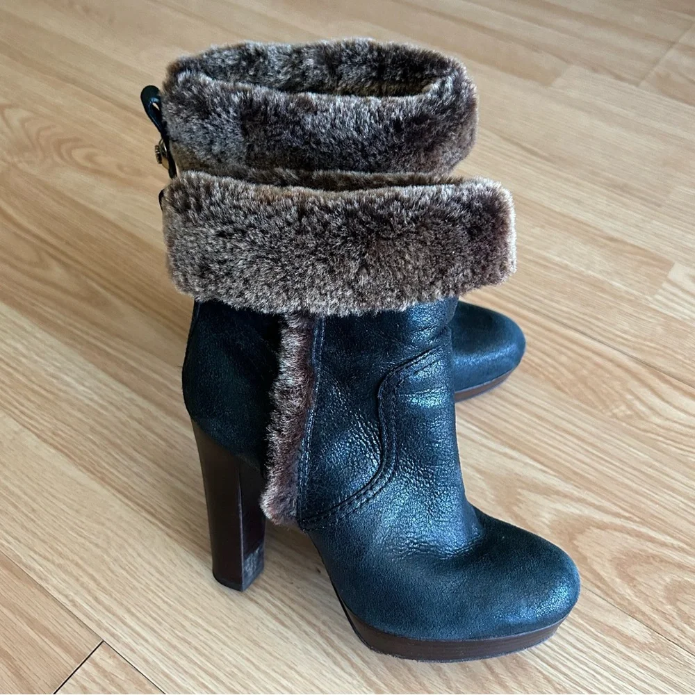 Tory Burch Sebastian Leather Shearling Boots Women’s 7